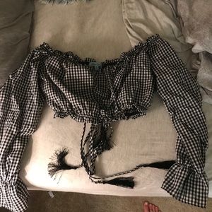 LF long sleeve gingham crop top